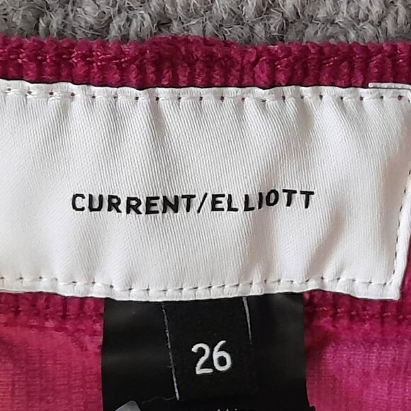 Current/Elliott High Waist Stiletto Cords In Aster Size 26 Magenta Crop Skinny - Picture 4 of 12